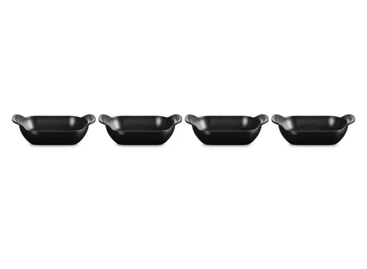 Le Creuset Gourmand Collection Rectangular Baker, Set of 4, Matte Black