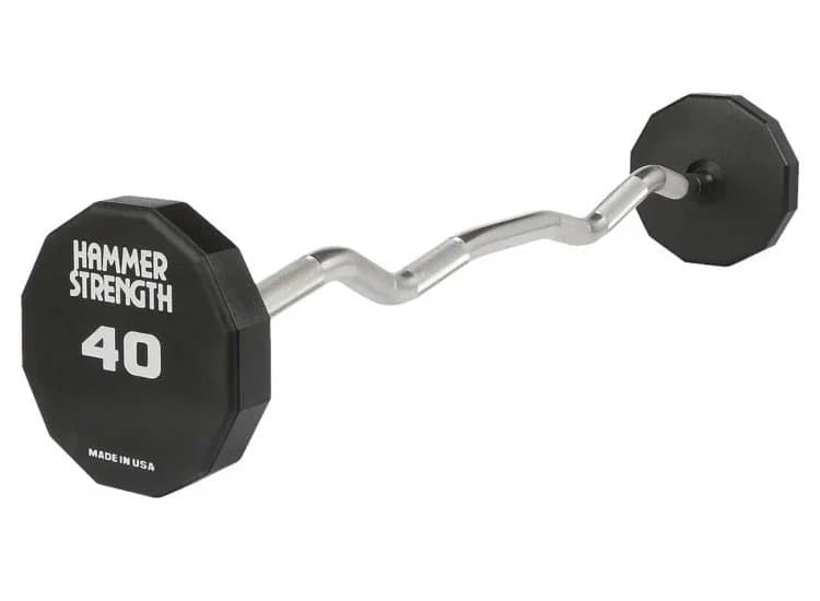 Life Fitness Hammer Strength 40 lb Urethane 12-Sided EZ Curl Barbell