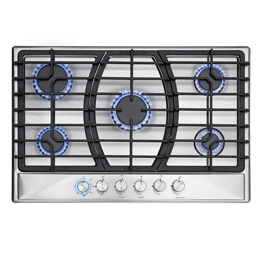 Trifecte 30" Silver 5 Burner Cooktop with Dual Size Power Burner TRI-JZS75013