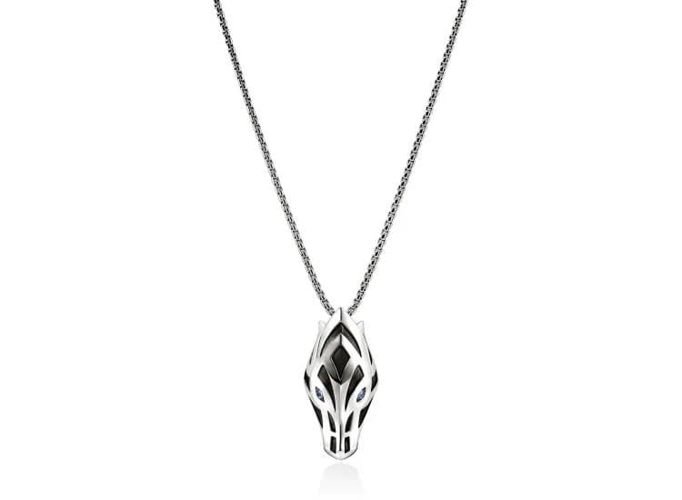 John Hardy Naga Pendant Necklace, Sterling Silver with Blue Sapphires