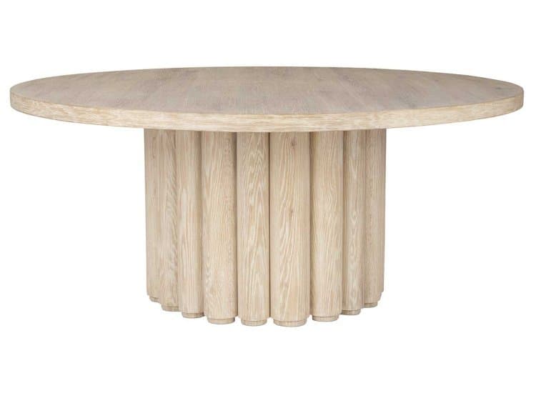 Classic Home Tiber Round 55" Dining Table Solid Wood, Cream Washed