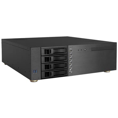 iStarUSA D-340HB-DT 3 RU Compact 4 x 3.5" Bay Hotswap microATX Desktop Chassis (Black HDD Handles)