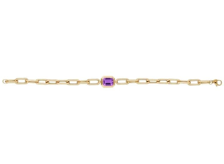 Goshwara Manhattan Chain Link Bracelet with Amethyst