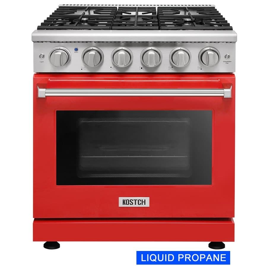 KOSTCH 30-in 5 burners 4.55-cu ft Convection Oven Freestanding Liquid Propane Gas Range ( Red )