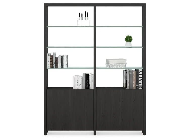 BDI Linea 64" Charcoal Stained Ash 2-Shelf System