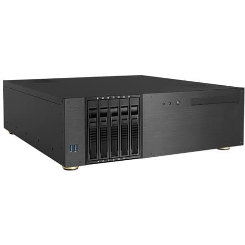 iStarUSA D-350HB-DT 3 RU Compact 5 x 3.5" Bay Hotswap microATX Desktop Chassis (Black HDD Handles)