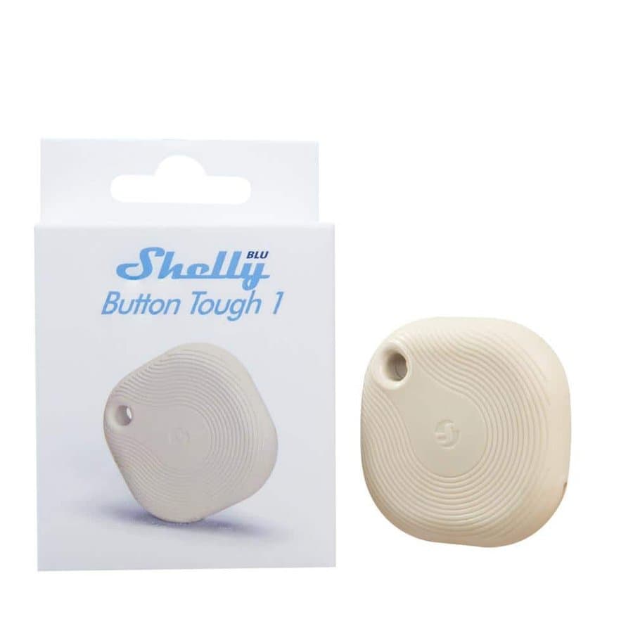 Shelly BLU Button Tough 1 (2 pack) Ivory, Remote Control Action and Scene Activation Button, Shock, Splash and dust-resilient