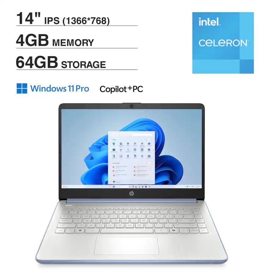 HP 14 Everyday Value Laptop 14.0 HD HD Display (Intel Celeron N4500, 32GB DDR4, 1TB PCIe SSD, Win 11 Pro)