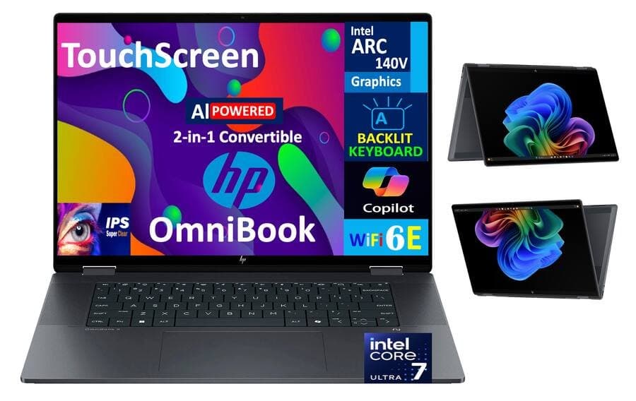 HP OmniBook 2-in-1 Laptop 16.0 WUXGA Display (Intel Ultra 7-258V, 32GB LPDDR5X, 2TB PCIe SSD, Win 11 Pro)