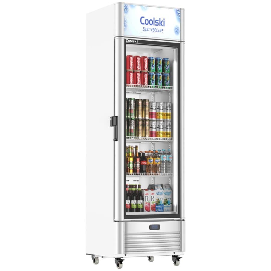 Coolski 21'' Commercial Display Merchandiser Refrigerator 9.0 Cu.ft Glass Door Beverage Cooler In Silver, Mmr9.0Sh