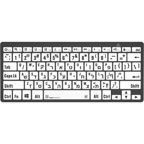 Logickeyboard LargePrint Black-on-White Bluetooth Mini Keyboard (Windows, US English & Hebrew)