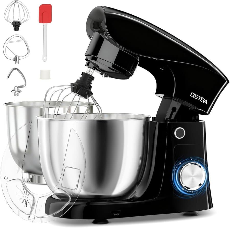 YASHE Stand Mixer 4.5 and 5.5L Two Stainless Steel Bowls high Speed 1500W Tilt Head Food Mixer with Dough Hook Beater and Whisk Dishwasher Safe