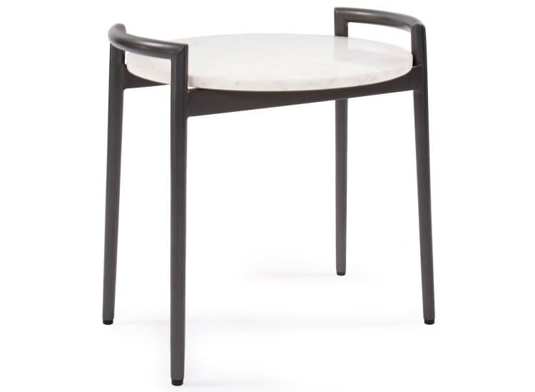 Howard Elliott Round Side Table With White Marble Top