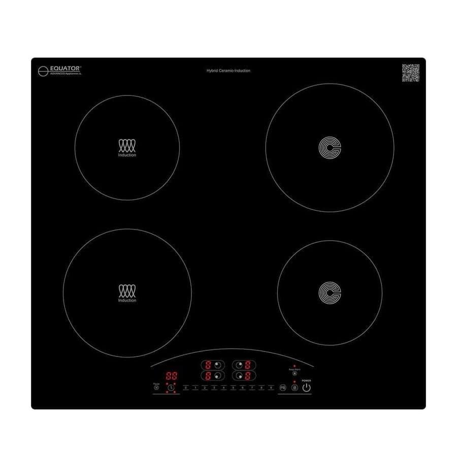 24 in. 4-Elements Electric Induction and Ceramic Burners Cooktop 9-Power Levels Ceramic Any Cookware Compatible, Black