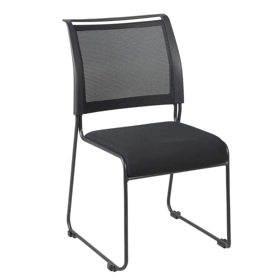 Maxx mesh stacking fabric office chairs in black (12-pack)