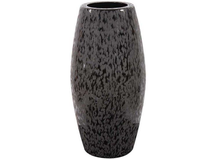 Howard Elliott Chiseled Iron Large Cylinder Vase, Texture Black Finish