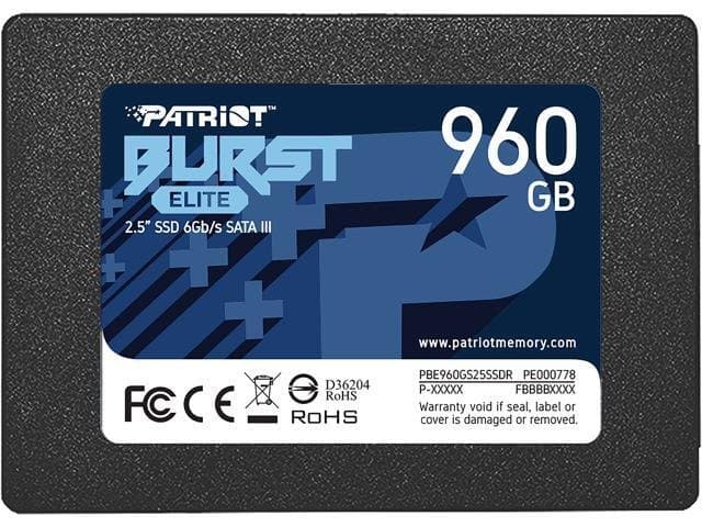 Patriot Burst Elite 2.5" 960GB SATA III Internal Solid State Drive (SSD) PBE960GS25SSDR