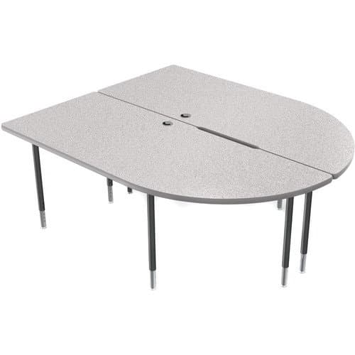 Balt MediaSpace Multimedia & Collaboration Table (Large Double, Gray Nebula Laminate, Platinum Edge, Black Legs)