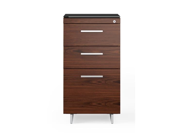 BDI Sequel 20 6114 Chocolate Walnut/Satin Nickel 3 Drawer File Cabinet