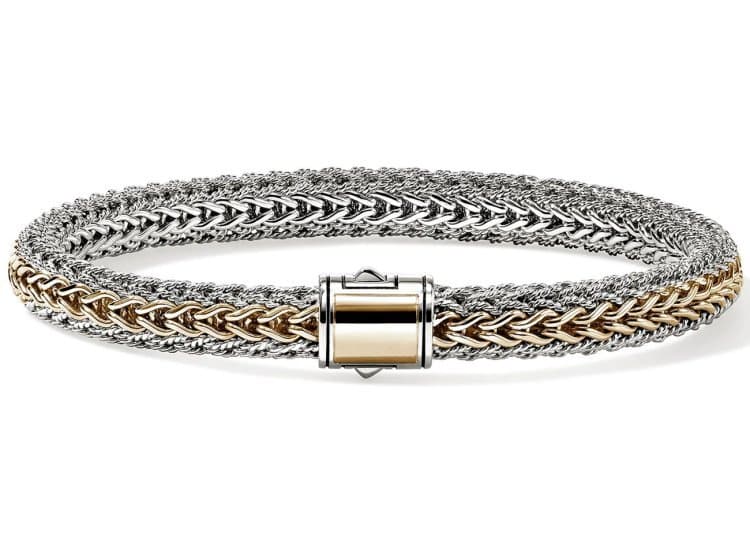 John Hardy Icon Reversible Bracelet 6.5mm-Size Large-in Gold and Sterling Silver