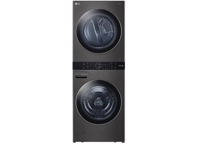 LG 27" Black Steel WashTower With Center Control Single Unit Front Load 4.5 Cu. Ft. Washer And 7.4 Cu. Ft. Gas Dryer Combo