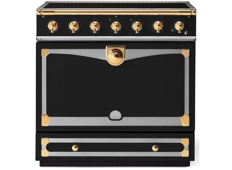 La Cornue CornuFe 90 Albertine 36 In. Matte Black With Polished Brass Accents Induction Range - C9NF-I