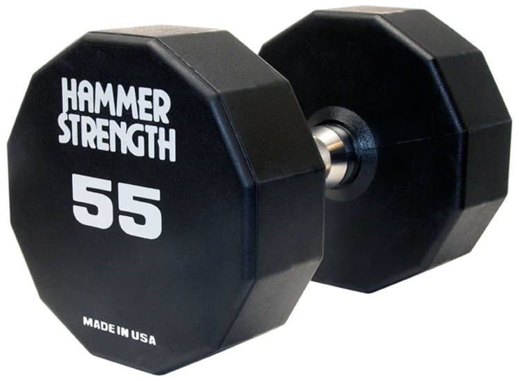 Life Fitness Hammer Strength 55 lb 12-Sided Urethane Dumbbell (Each)