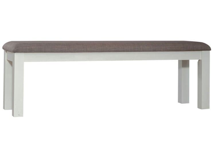 Liberty Furniture Brook Bay Upholstered Dining Bench in Textured White | Grey Linen Fabric