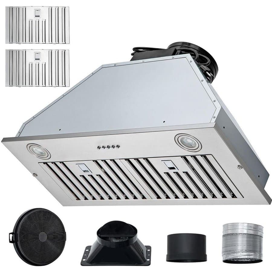 Ducted Insert Range Hood 800CFM 3-Speed, 30 in. Stainless Steel Built-in Kitchen Vent with Button Control Baffle Filters