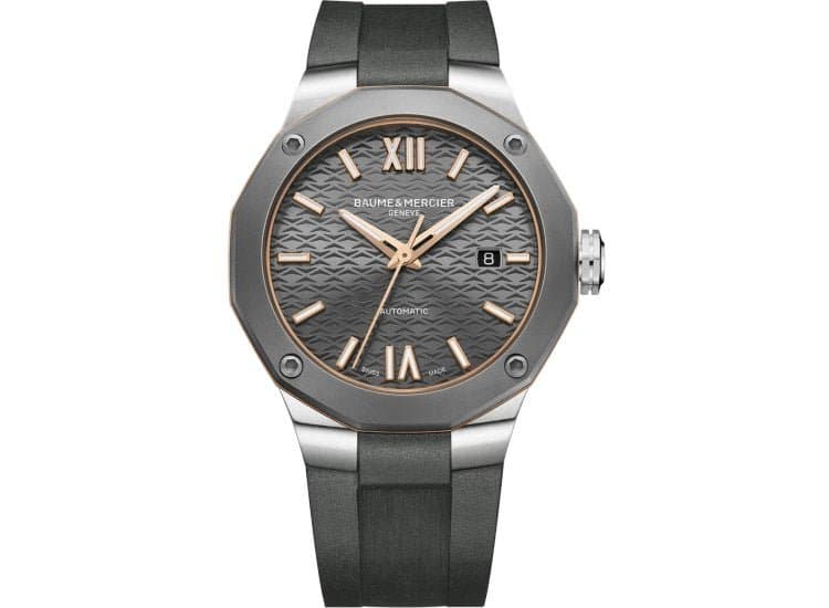 Baume & Mercier Riviera Automatic Slate Grey Dial Rubber Strap Watch, 42mm