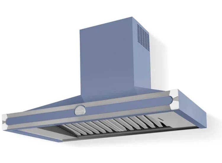 La Cornue CornuFe 90 Albertine 36" Provence Blue With Polished Chrome Accents Wall Hood - H9LP
