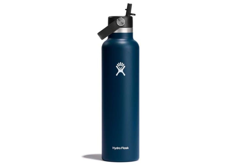 Hydro Flask 24 Oz Standard Mouth Water Bottle with Flex Straw Cap, Indigo