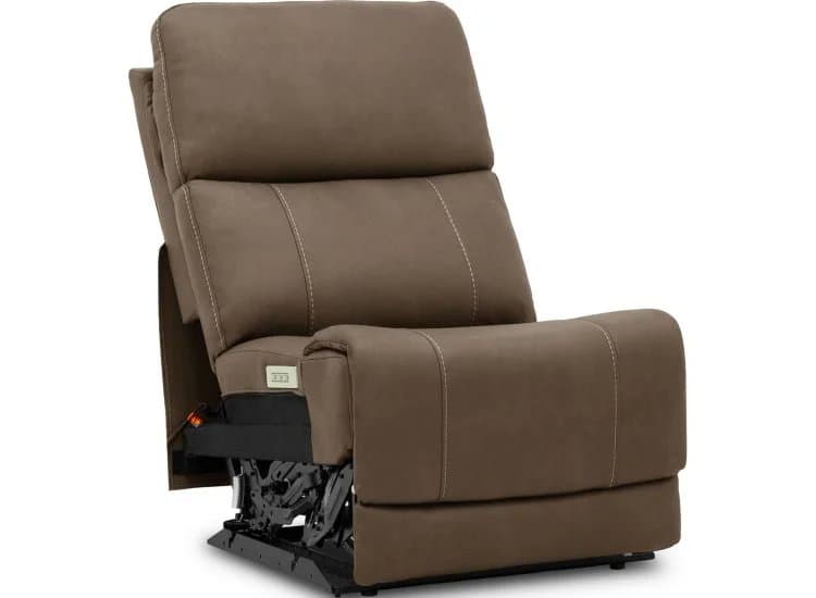 Flexsteel Carter Armless Power Recliner with Power Headrest and Lumbar, Cappuccino Fabric