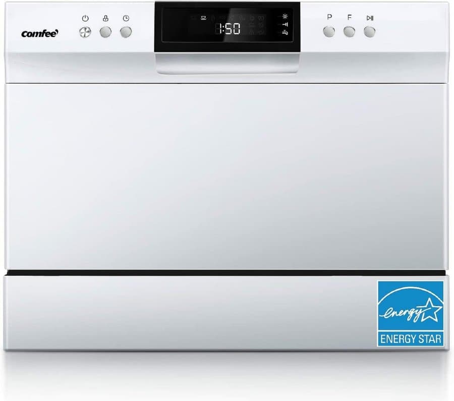 Comfee 22-in Portable Countertop dishwasher ( White ) 6 Place Settings with Air Dry 49-Decibel Very Quiet Sound Level