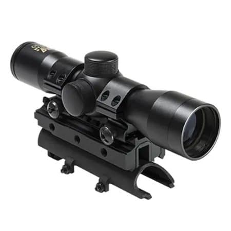 NcSTAR 4x30 Compact Riflescope, Matte Black with P4 Sniper Reticle, Tri Rail Receiver Cover & 1" Rings for SKS Style Rifles