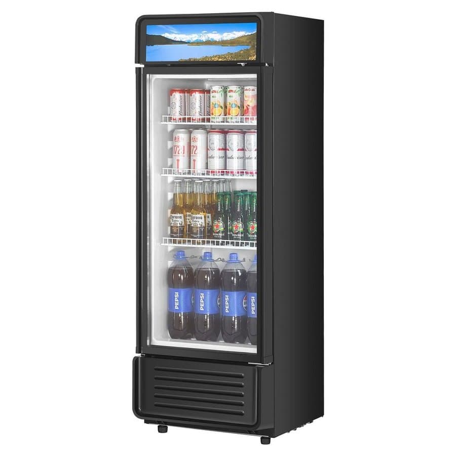 VEVOR Commercial Refrigerator 6.9 cu. ft. Glass Door Display Beverage Cooler 21 in. w/ Adjustable Shelves and LED Light Black