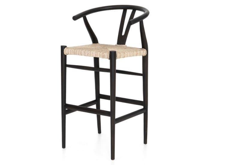Four Hands Grass Roots Collection Black Teak Muestra Bar Stool