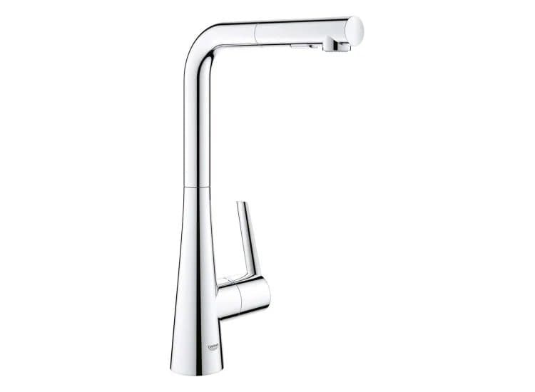 GROHE Zedra Starlight Chrome Single-Handle Pull-Out Kitchen Faucet