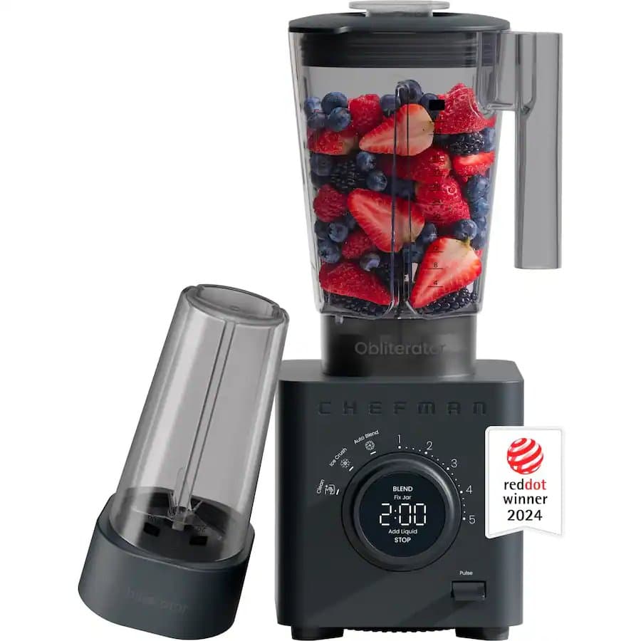 Obliterator 48oz Countertop Blender w/ 20oz Travel Jar and Tamper/Scraper Tool