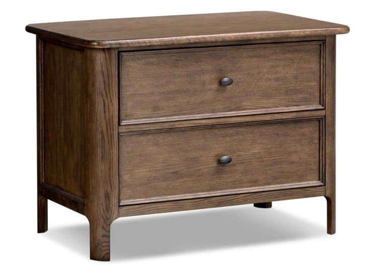 Four Hands Russ Nightstand with 2 Drawers, Aged Oak Veneer