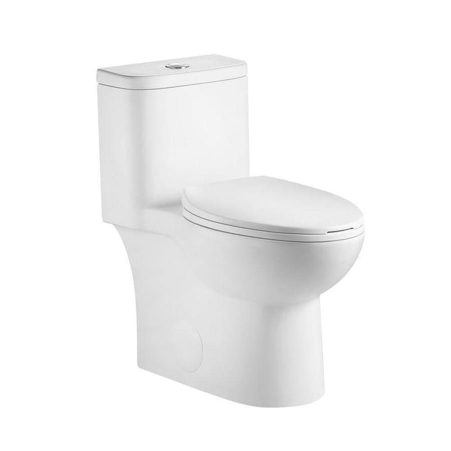 Round One-Piece Toilet with ADA 17in. Comfort Chair Seat, 1.1/1.6 GPF, Siphonic 12in. Rimless, Soft-Close, Gloss White