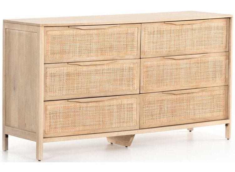 Four Hands Sydney Dresser with 6 Drawers, Natural Cane