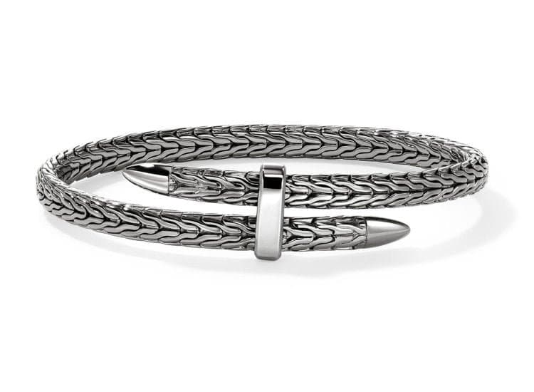 John Hardy Spear Flex Cuff, Size Large, Dark Sterling Silver