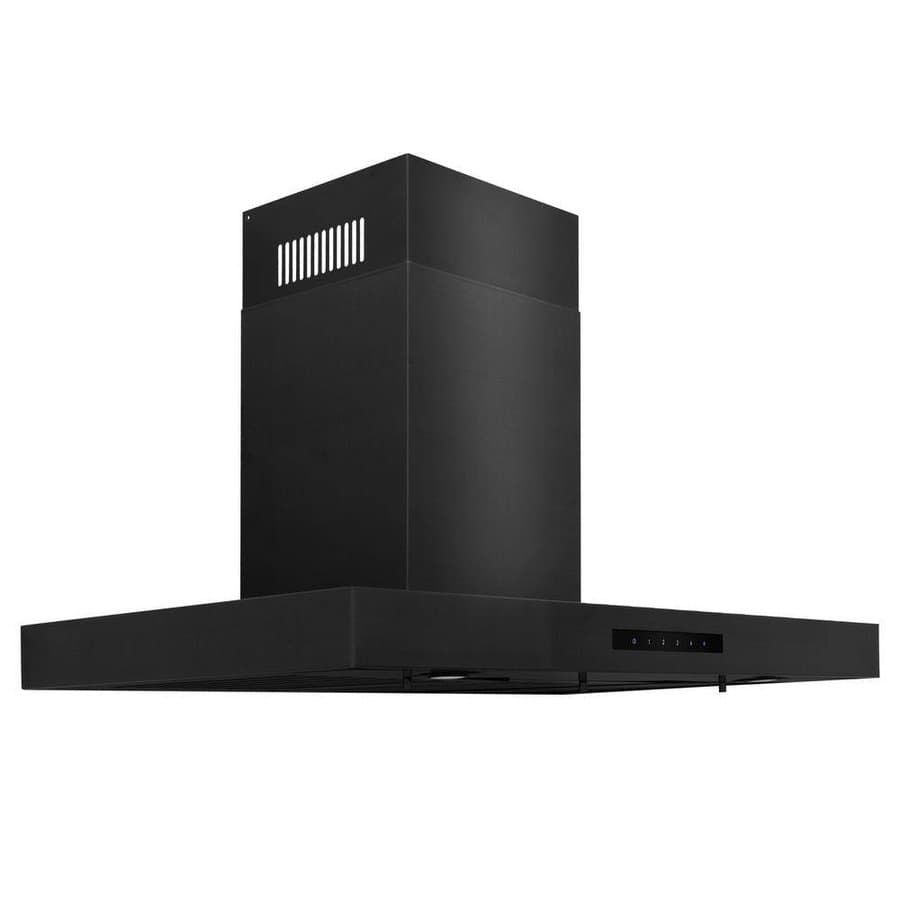 36 in. 400 CFM Convertible Vent Wall Mount Range Hood with Crown Molding, Black Stainless Steel