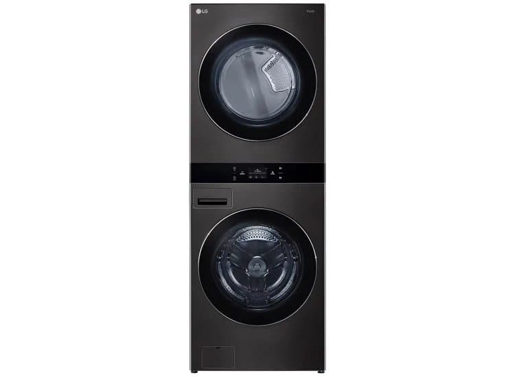 LG 27" Black Steel WashTower With Center Control Single Unit Front Load 5 Cu. Ft. Washer & 7.4 Cu. Ft. Gas Dryer Combo