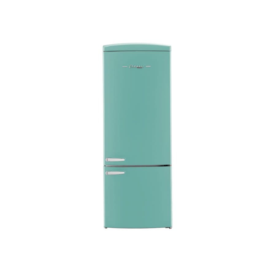 UNIQUE Classic Retro 16.7-cu ft Counter-Depth 27.95-in Wide Bottom-Freezer Refrigerator Ocean Mist Turquoise ) Garage Ready ENERGY STAR Certified