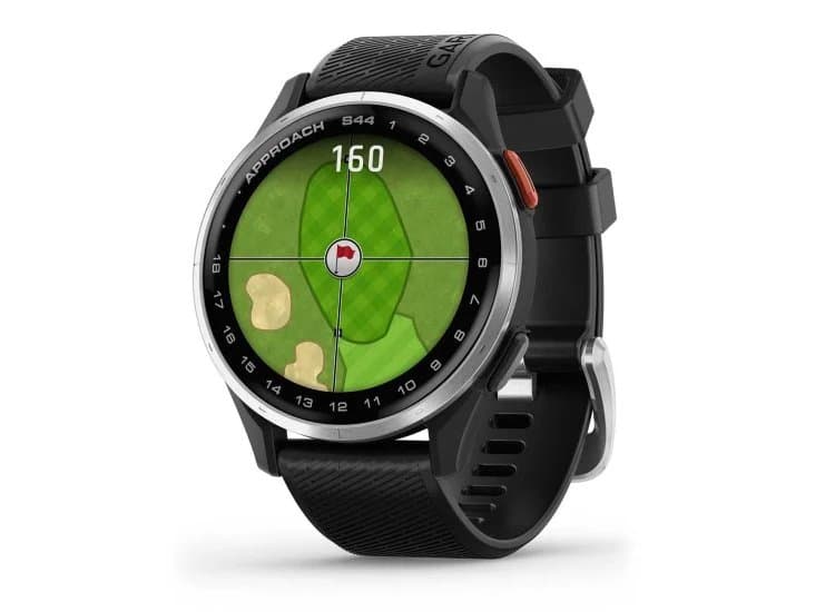 Garmin Approach S44 43mm Golf Smartwatch, Silver Aluminum with Black Silicone Band