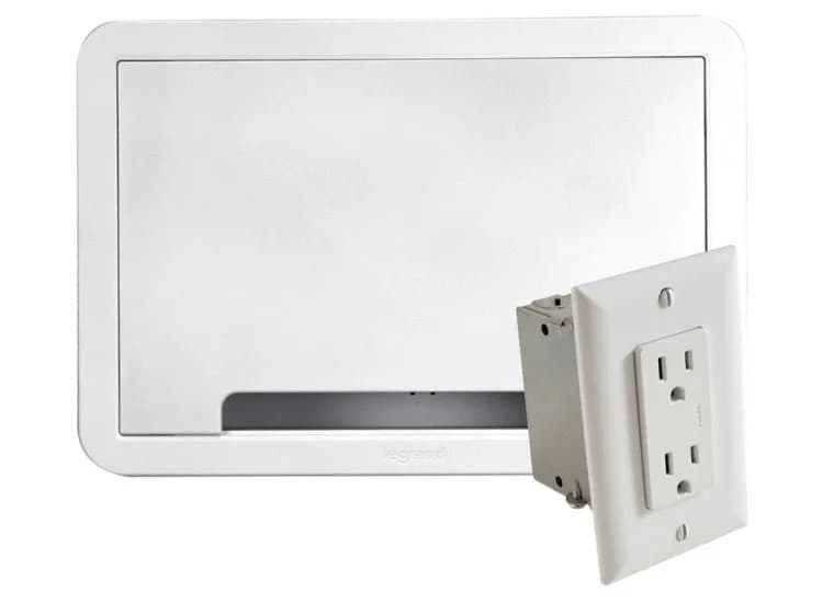 Sanus White 9" TV Media In-Wall Box With Power Supply Kit