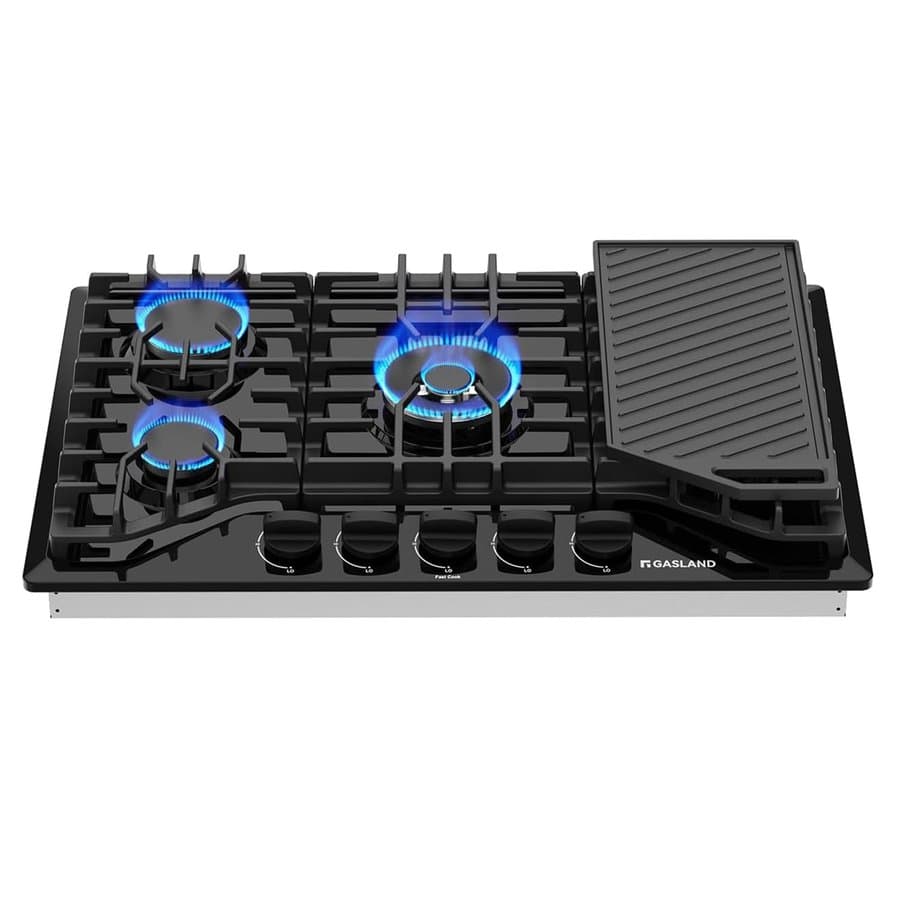 GASLAND 30-in 5 burners Black Gas Cooktop (Griddle Included)