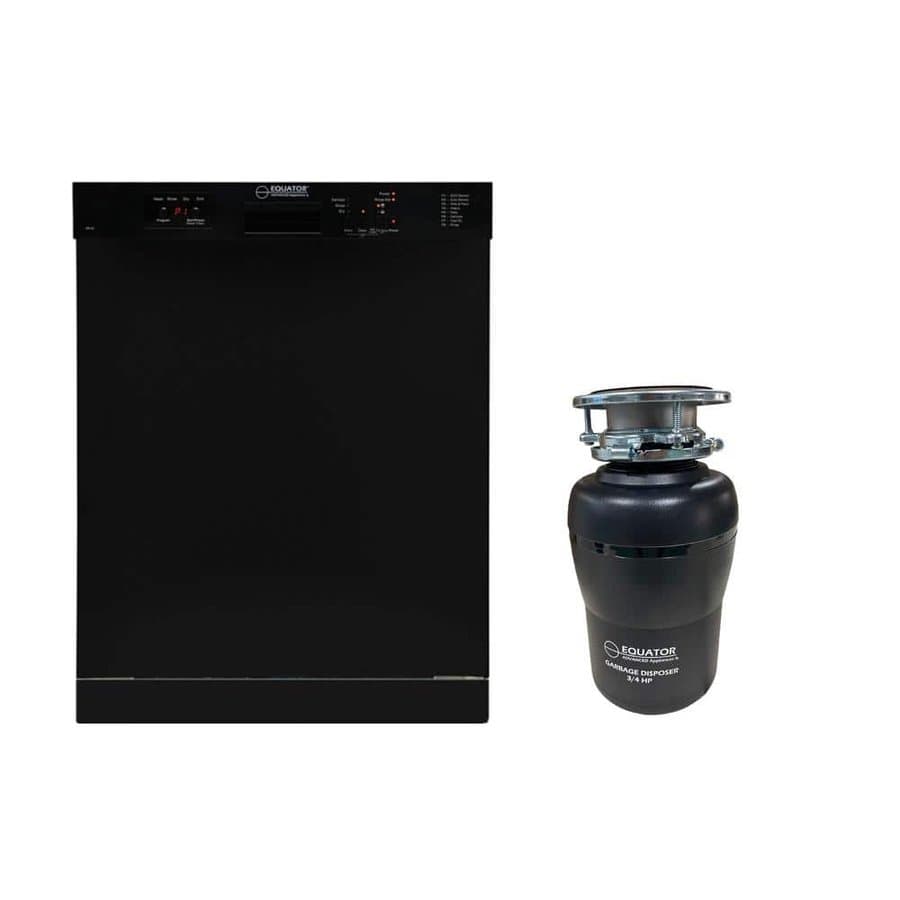 24 in. Standard Built-in Dishwasher 14-place plus 3/4 HP Garbage Disposer with QUIET 51dB 110V E-Star ADA in Black